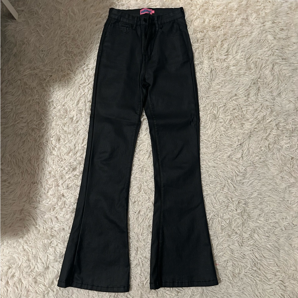 Edikted, Black Faux Leather Flared Pants